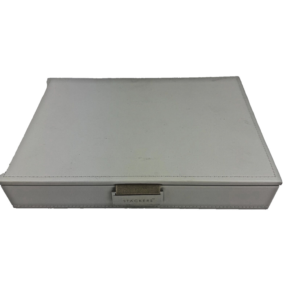 STACKERS Classic Jewelry Box Lid Medium White Taupe Velvet Used Create Your Own